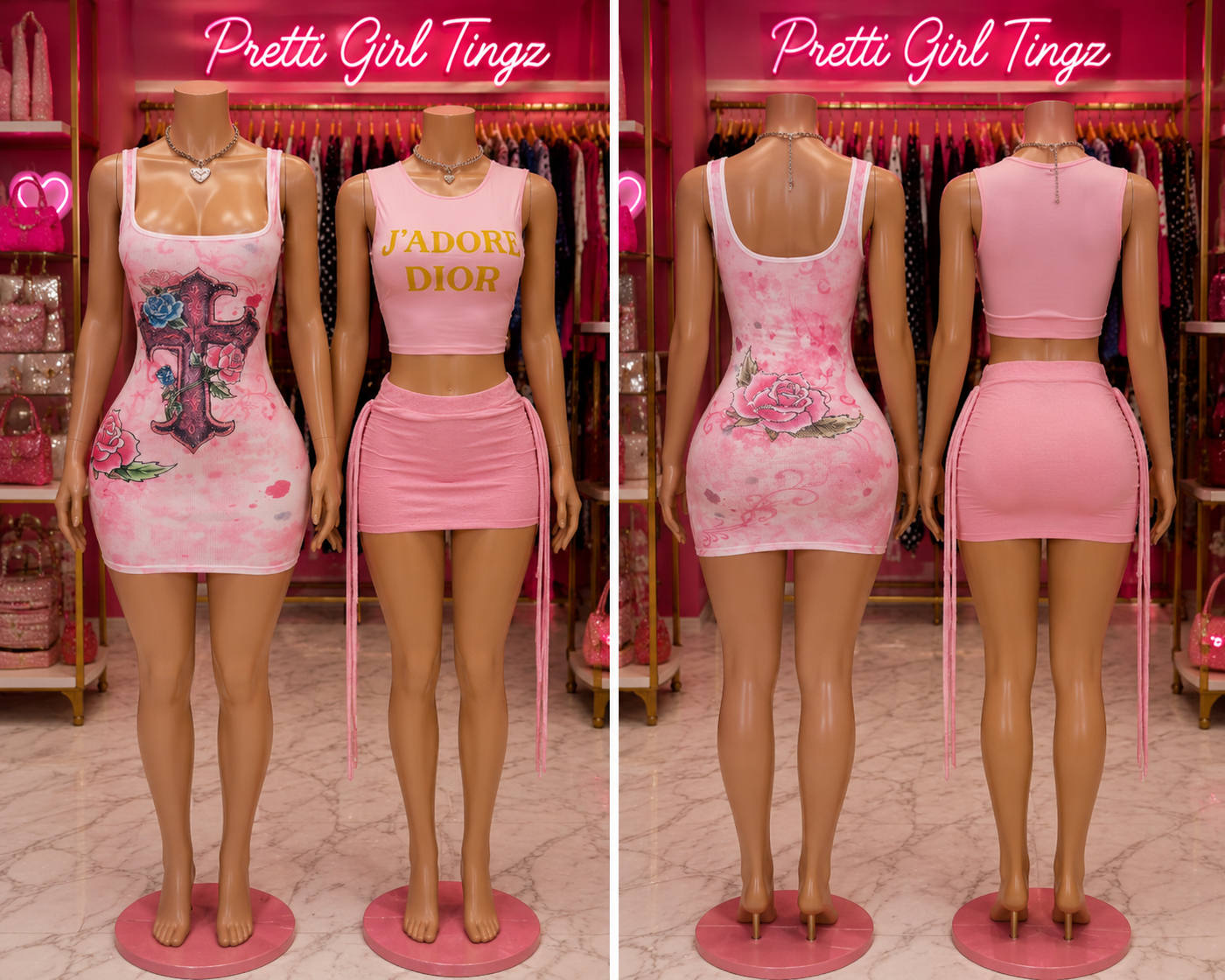 Blushing Rose Mini Dress & Skirt Set Collection