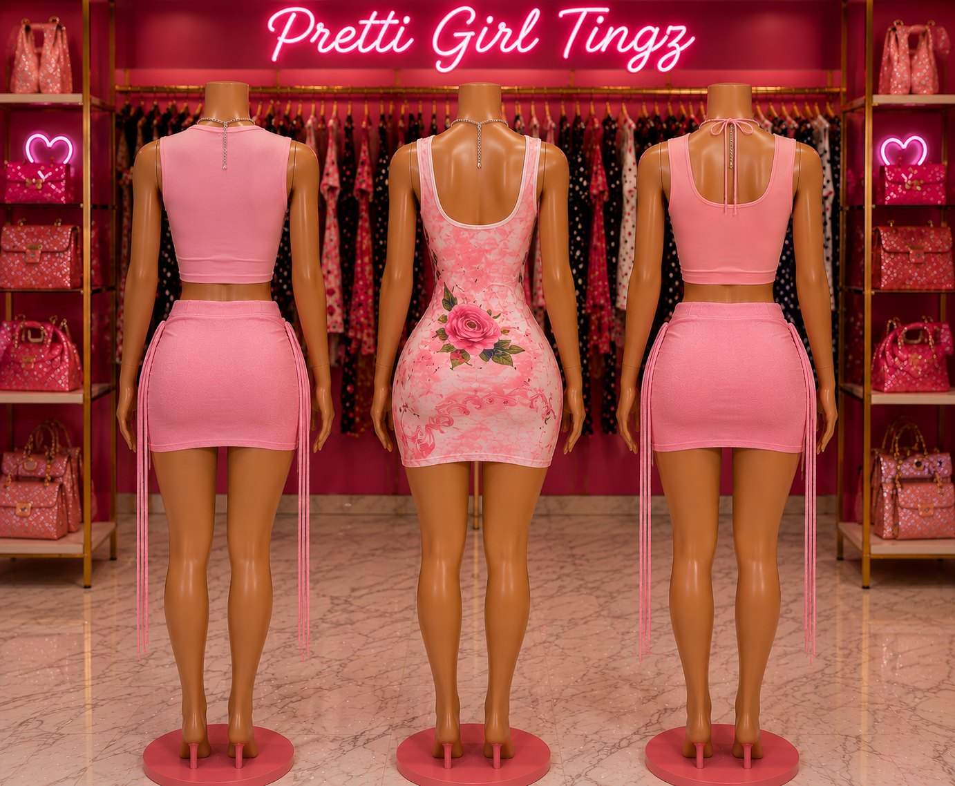 Blushing Rose Mini Dress & Skirt Set Collection